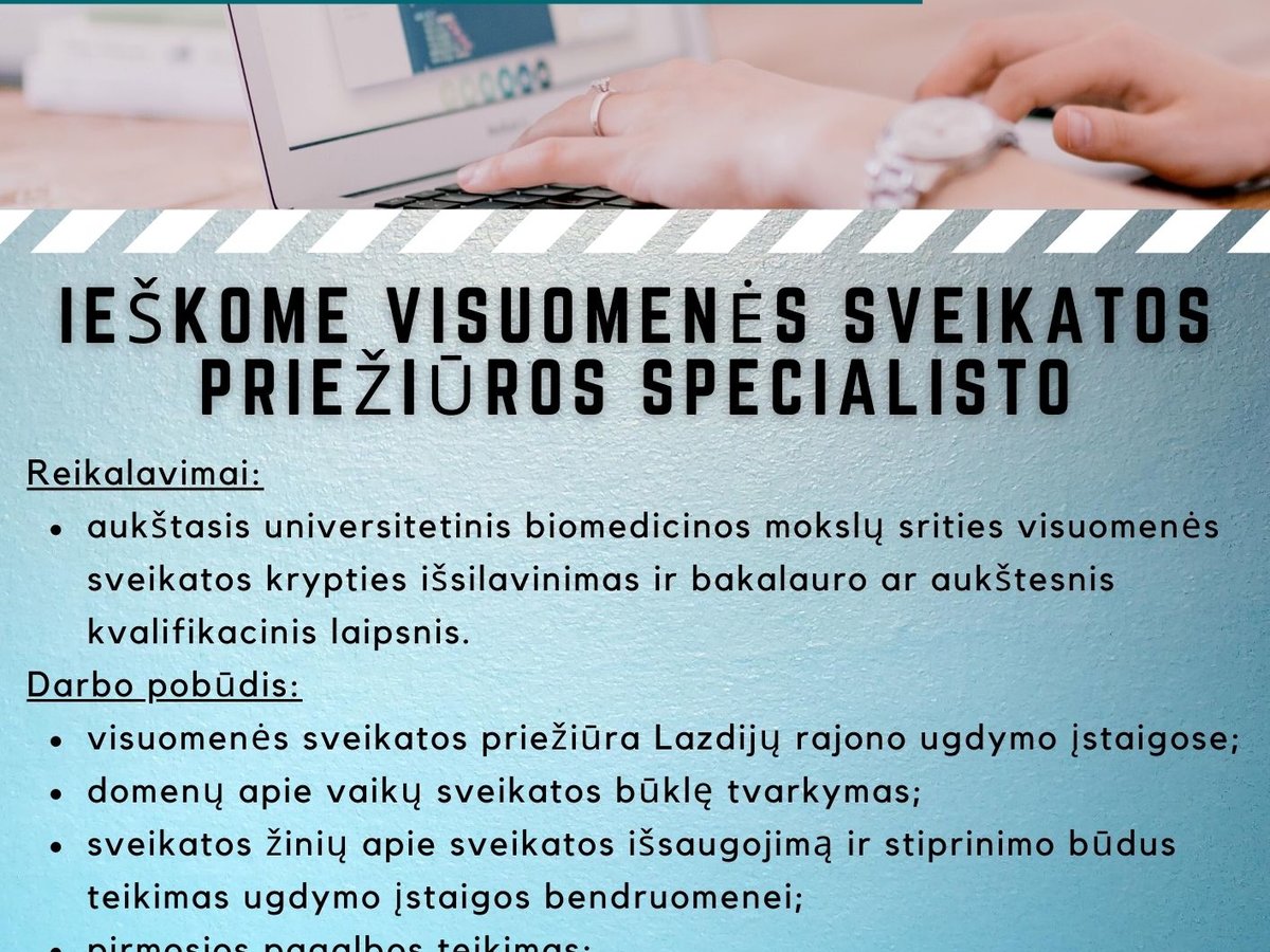 Visuomenės sveikatos biuras kviečia prisijungti prie komandos