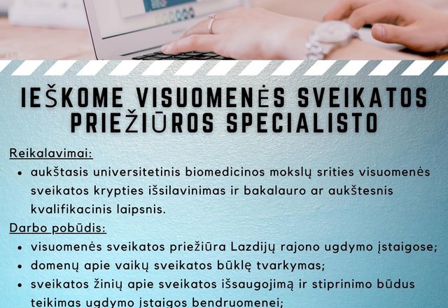 Visuomenės sveikatos biuras kviečia prisijungti prie komandos