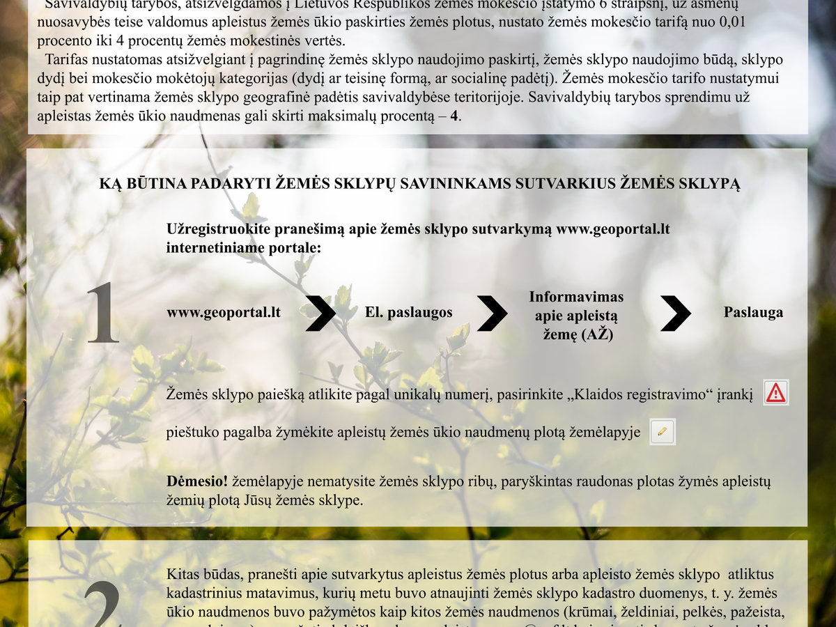 Žemės sklypų savininkų dėmesiui