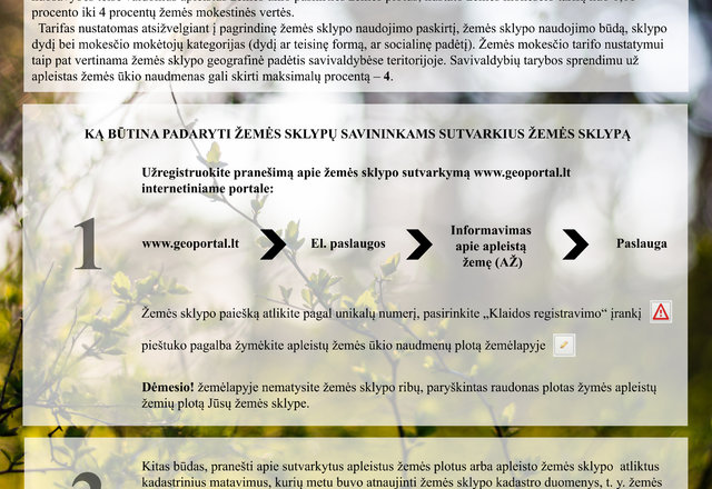 Žemės sklypų savininkų dėmesiui