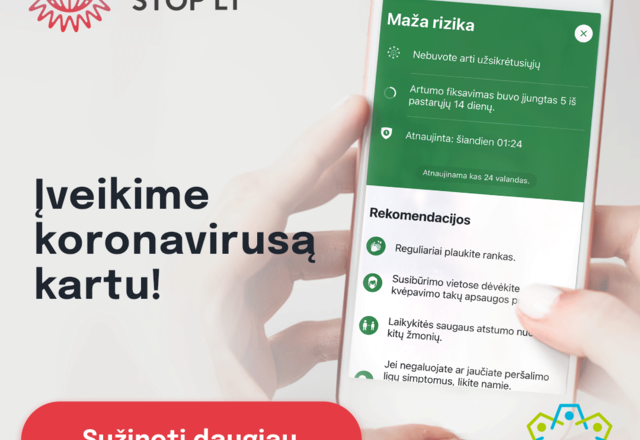 Į kovą su koronavirusu kviečiame pasitelkti mobiliąją programėlę KORONA STOP LT