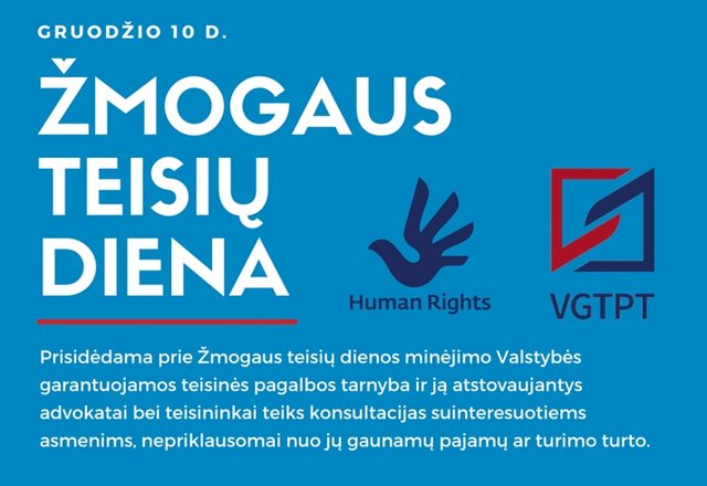 Šiandien - Tarptautinė žmogaus teisių diena. Teisininkai kviečia pasinaudoti nemokamomis...