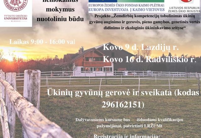 Ūkininkus ir visus, kurie veikla užsiima kaime, VDU kviečia į nemokamus mokymus
