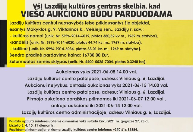 VšĮ "Lazdijų kultūros centras" aukcionai