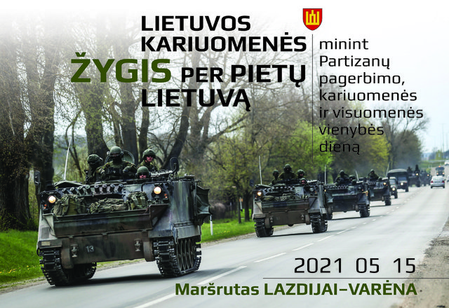Per Lazdijus vingiuos Lietuvos kariuomenės žygis 