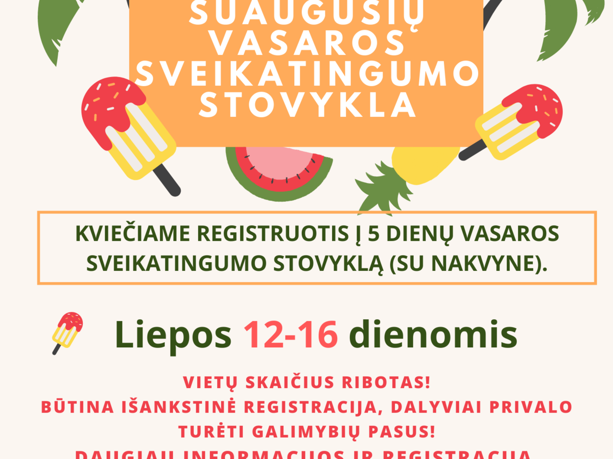 Kviečiame į vasaros sveikatingumo stovyklą