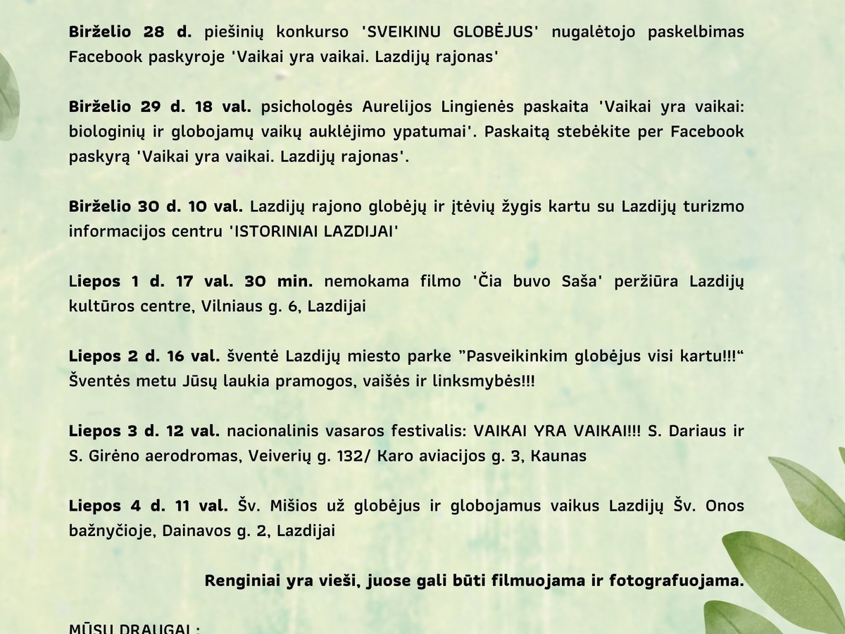Prasideda Globėjų savaitė: būkime su tais, kurie moko vaikų širdis džiaugtis ir pasitikėti