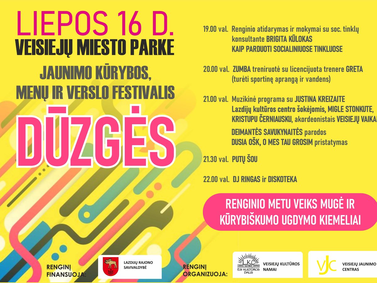 Veisiejuose šurmuliuos jaunimo festivalis „Dūzgės“