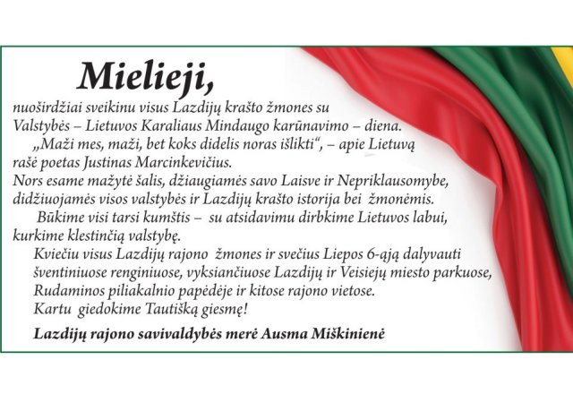 Sveikinimas Valstybės dienos proga