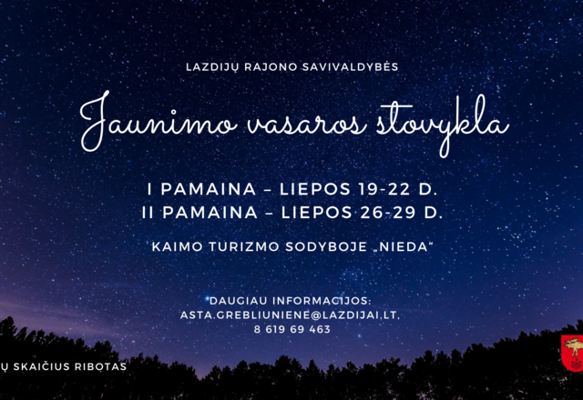 Kviečia Lazdijų rajono savivaldybės jaunimo vasaros stovykla