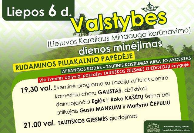 Liepos 6-oji – mūsų Valstybės diena. Švęskime ją kartu!