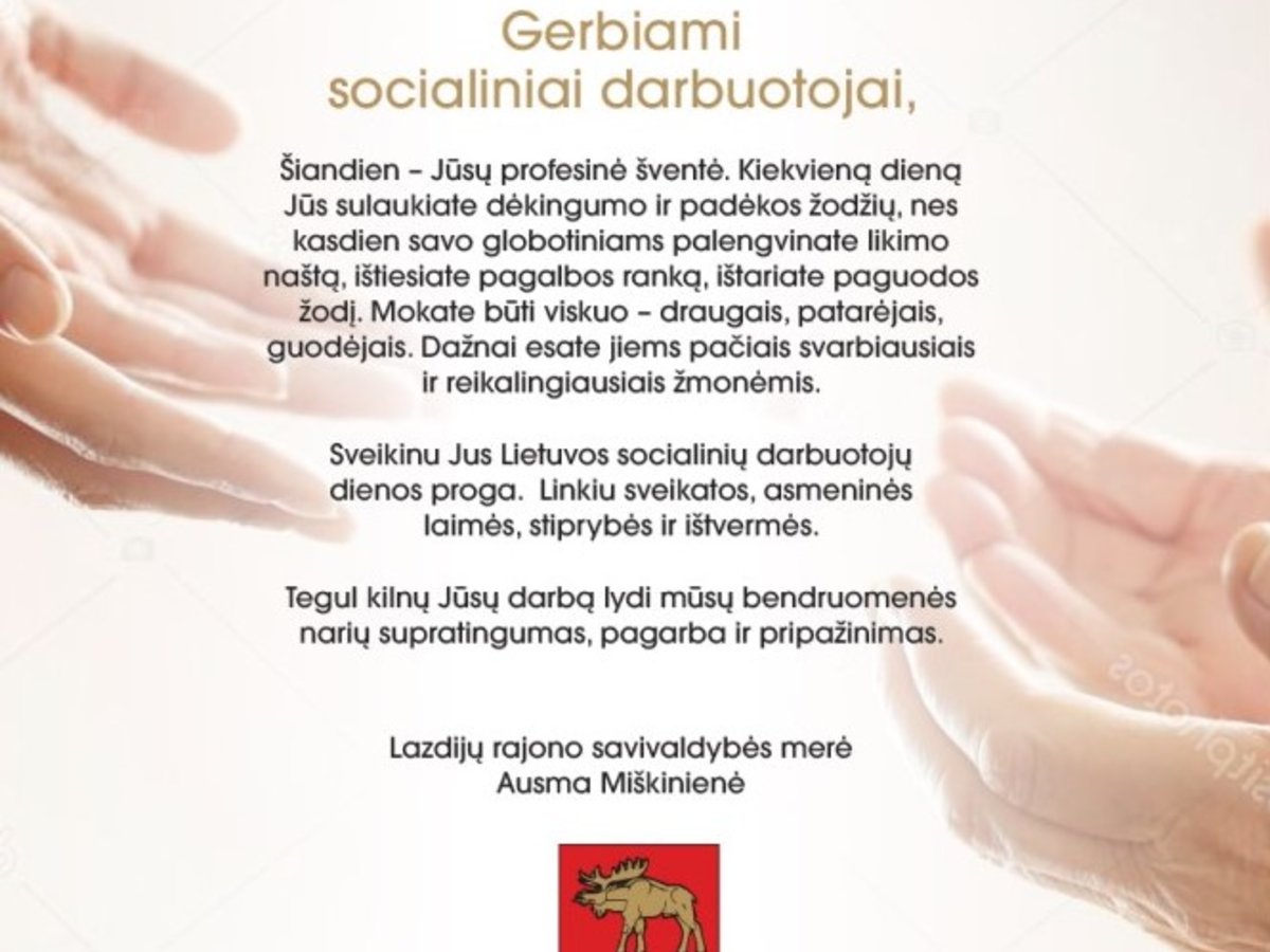 Sveikinimas rajono socialiniams darbuotojams
