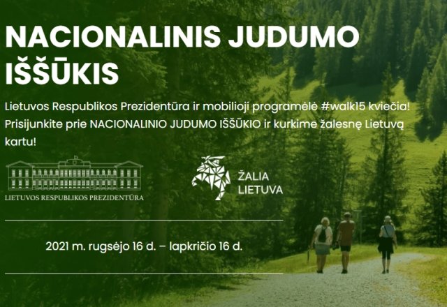 Kviečiame  prisijungti prie organizuojamos žaliosios iniciatyvos – Nacionalinio judumo iššūkio!