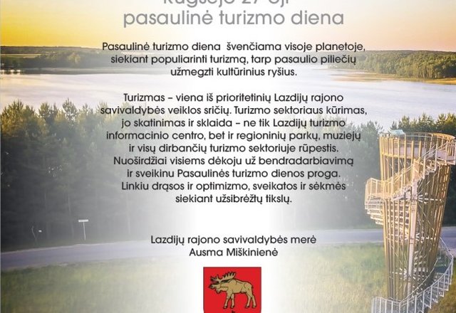 Sveikinimas turizmo sektoriaus darbuotojams