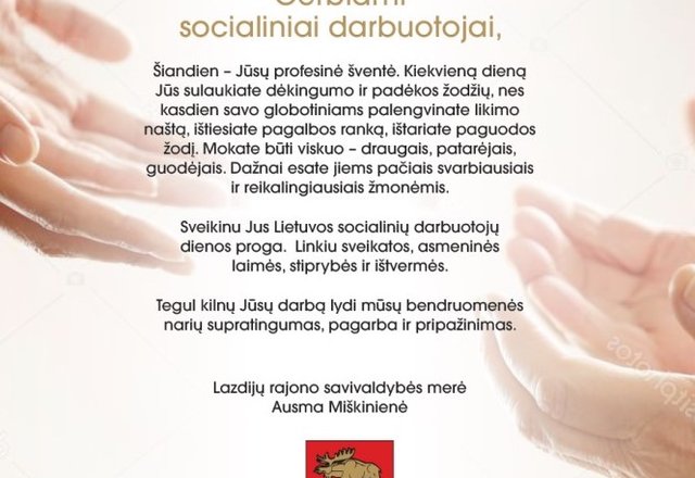 Sveikinimas rajono socialiniams darbuotojams