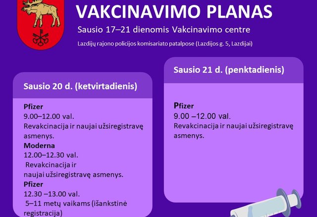 Kviečiame skiepytis Vakcinavimo centre arba pas savo šeimos gydytojus