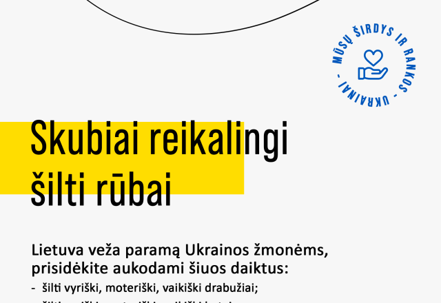 Remiame Ukrainą: kviečiame aukoti būtinus daiktus 