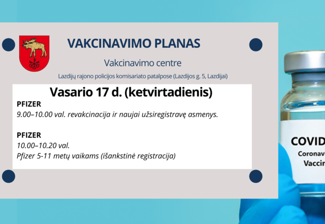 Skiepytis kviečia Lazdijų vakcinavimo centras ir šeimos gydytojai