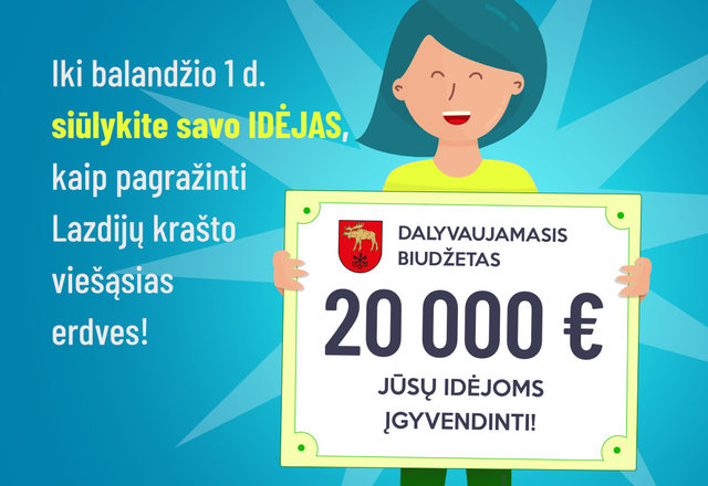 Dalyvaujamasis – bendruomeninis biudžetas: gyventojų idėjoms finansuoti skirta 20 tūkstančių eurų 