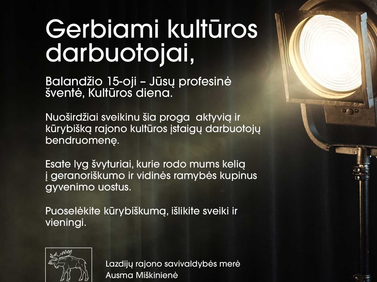 Sveikinimas kultūros darbuotojams