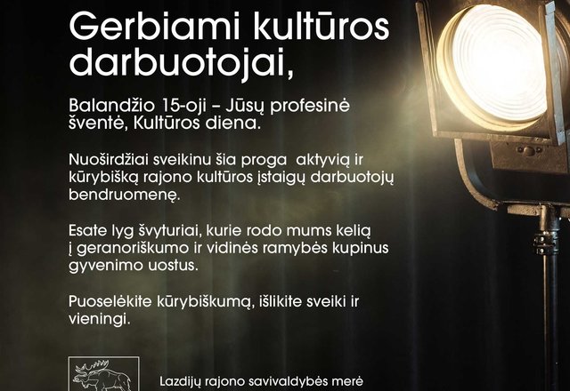 Sveikinimas kultūros darbuotojams