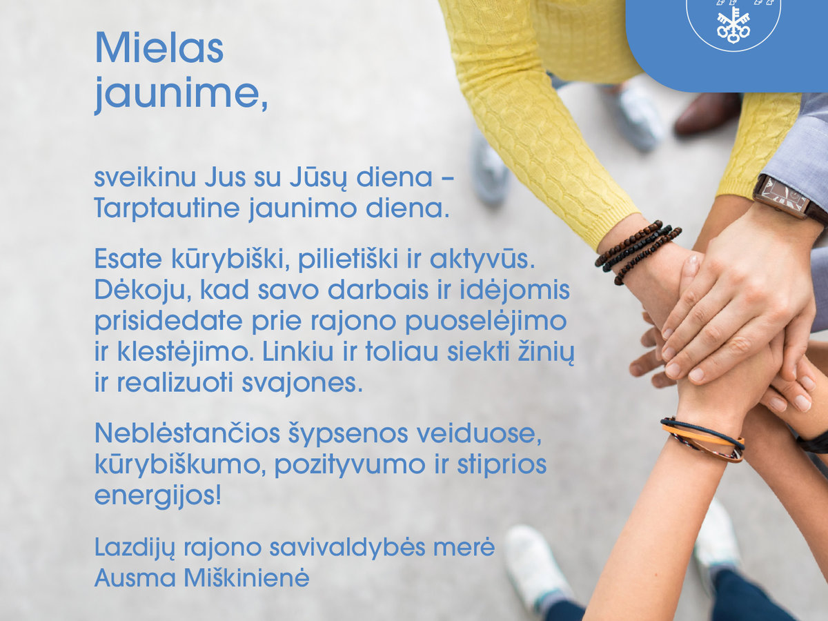 Sveikinimas Tarptautinės jaunimo dienos proga