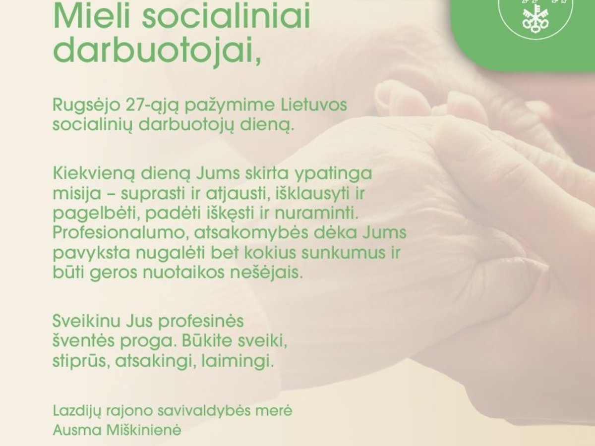 Sveikinimas socialiniams darbuotojams