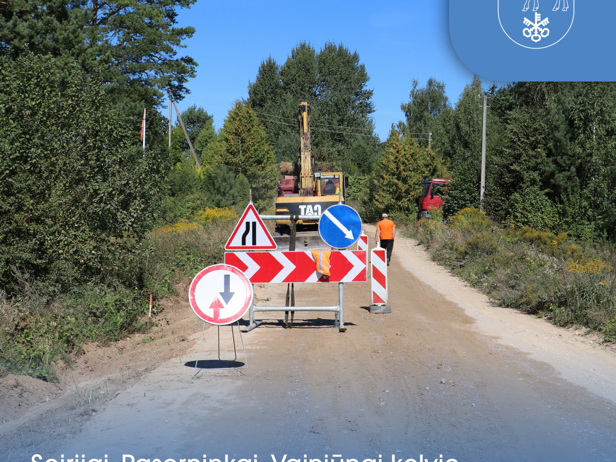 Seirijai–Paserninkai–Vainiūnai asfaltavimo darbai jau prasidėjo