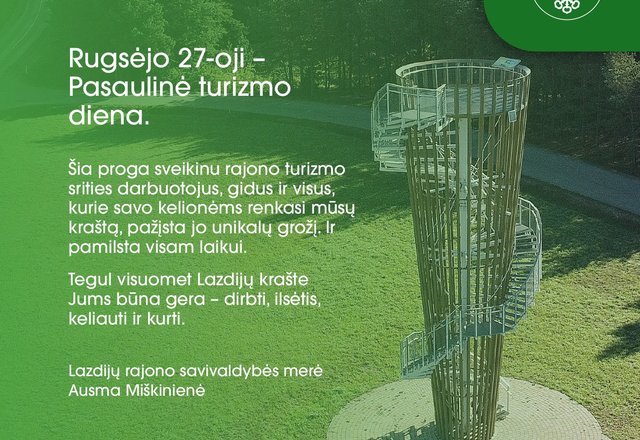 Sveikinimas Pasaulinės turizmo dienos proga