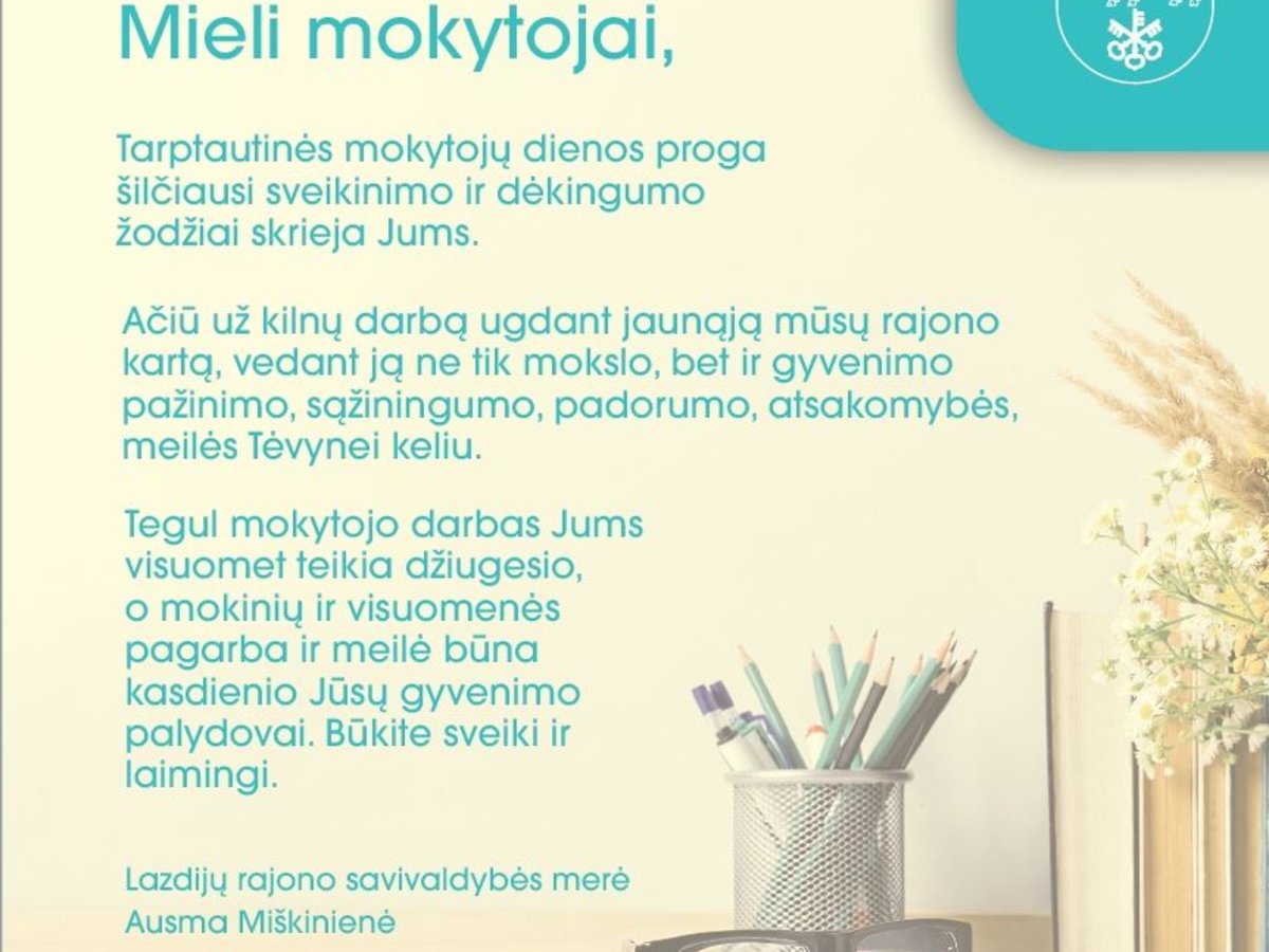 Sveikinimas mokytojams