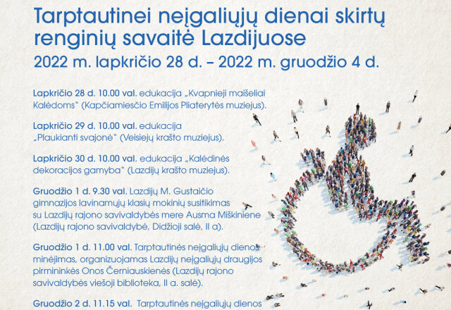 Kitą pirmadienį Lazdijuose startuoja Tarptautinei neįgaliųjų dienai paminėti skirta renginių savaitė