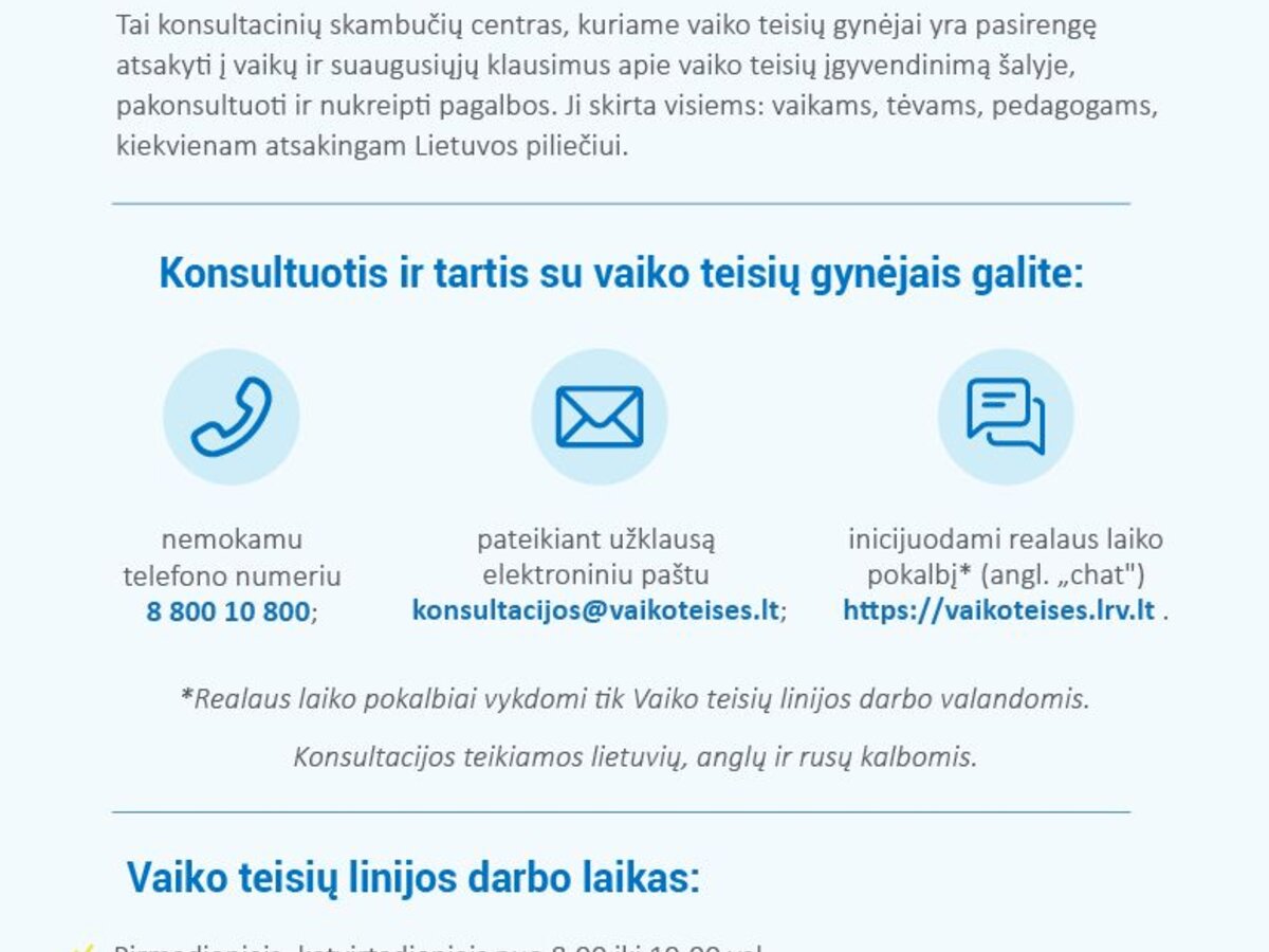 Vaiko teisių gynėjai – dar labiau pasiekiami