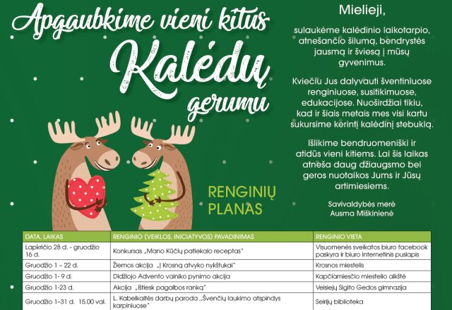 Kalėdinių renginių planas