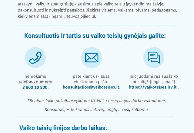 Vaiko teisių gynėjai – dar labiau pasiekiami