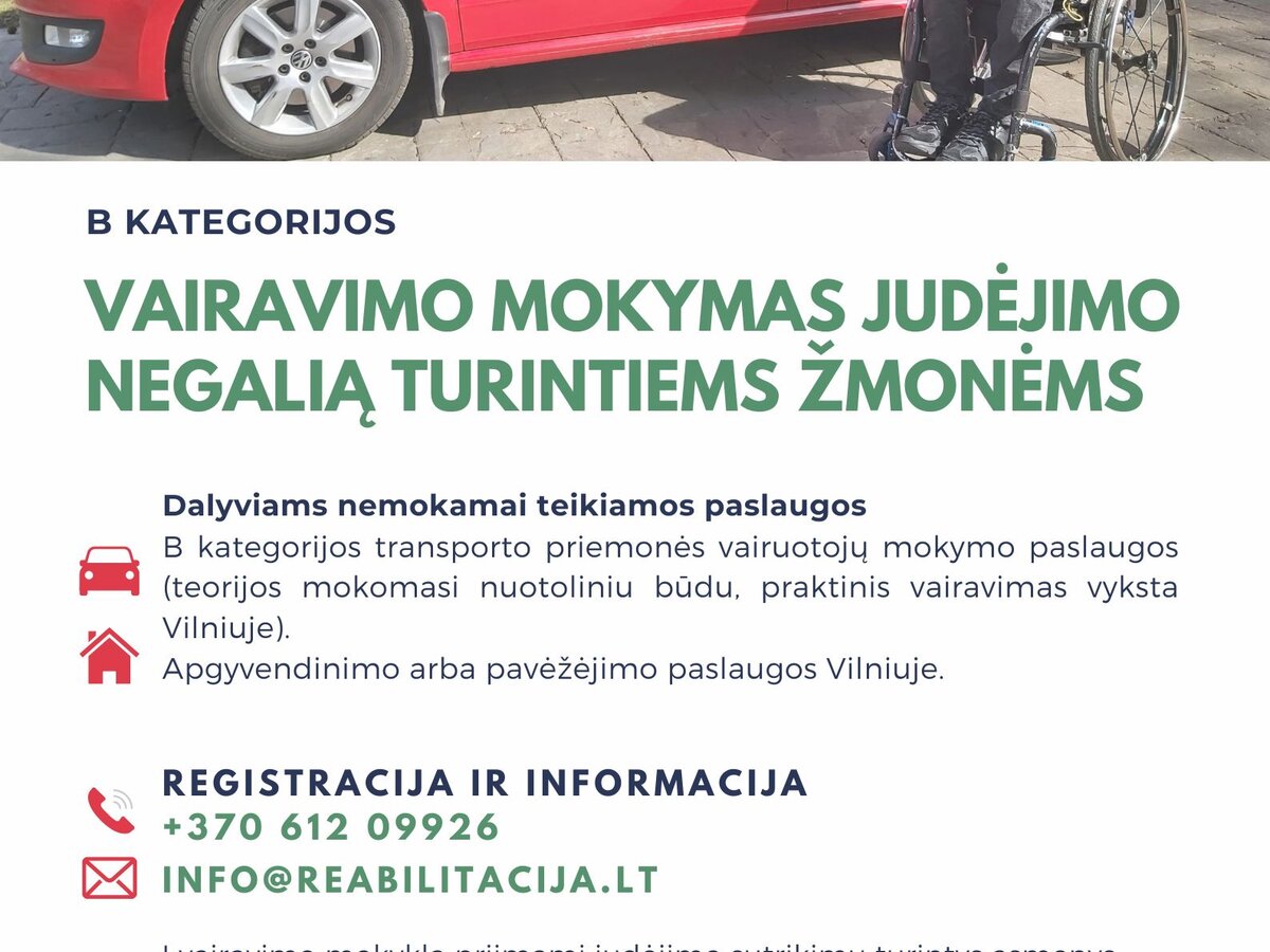 Neįgaliesiems – nemokamos vairavimo pamokos Vilniuje