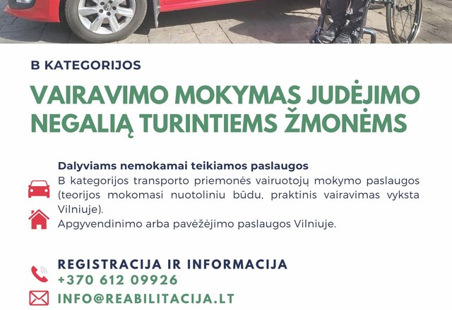 Neįgaliesiems – nemokamos vairavimo pamokos Vilniuje