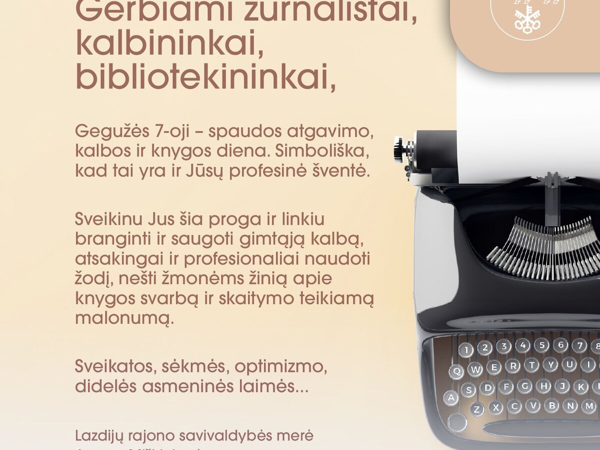 Sveikinimas spaudos atgavimo, kalbos ir knygos dienos proga
