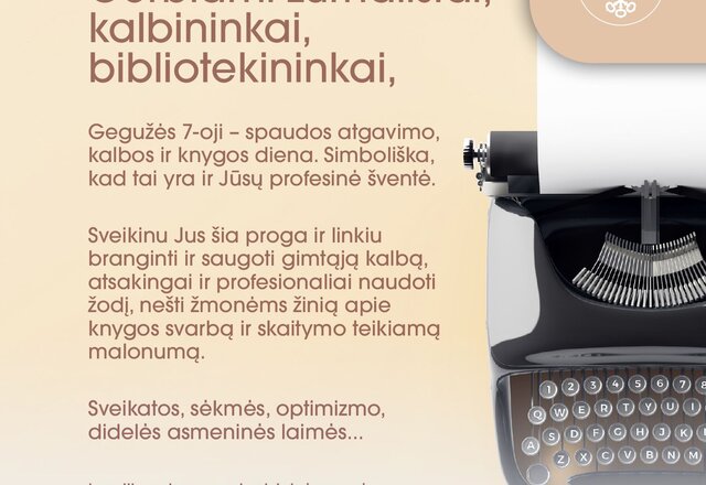 Sveikinimas spaudos atgavimo, kalbos ir knygos dienos proga