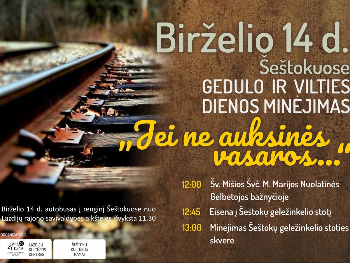 Kviečiame paminėti Gedulo ir vilties dieną Šeštokuose
