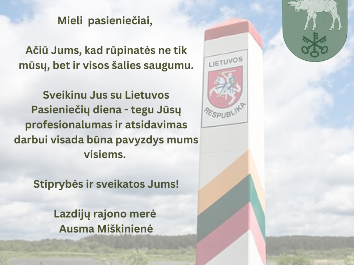 Sveikinimas Lietuvos pasieniečių dienos proga