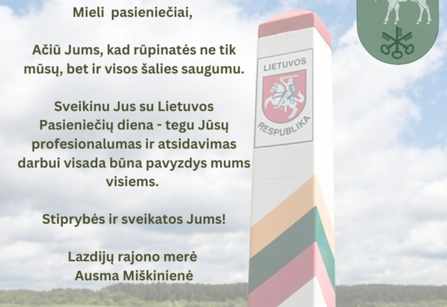 Sveikinimas Lietuvos pasieniečių dienos proga