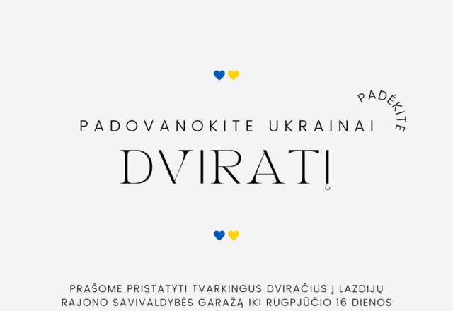 Kviečiame padovanoti dviračius Ukrainos socialiniams darbuotojams