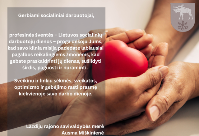 Sveikiname socialinius darbuotojus