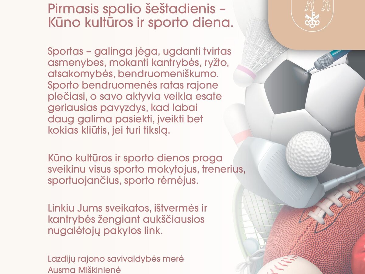 Sveikinimas Kūno kultūros ir sporto dienos proga