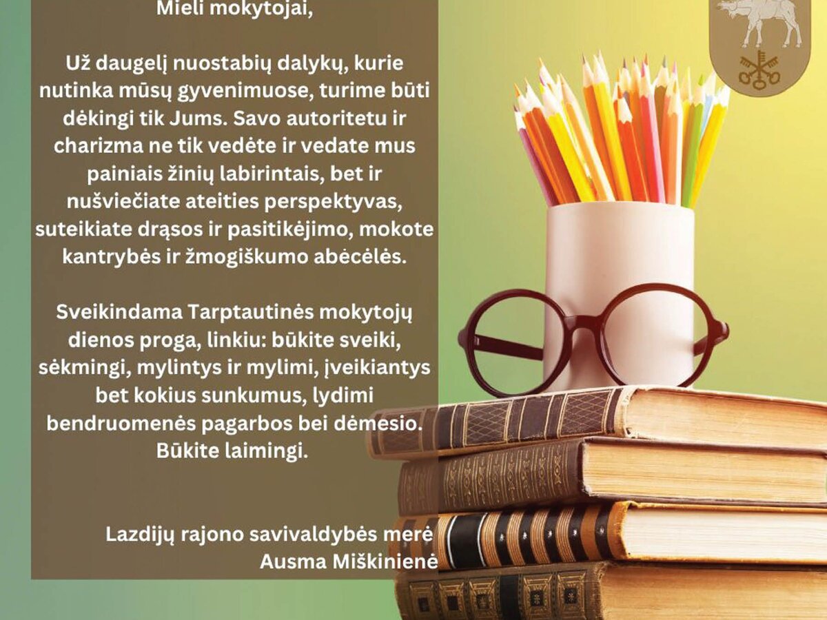 Sveikinimas Tarptautinės mokytojų dienos proga