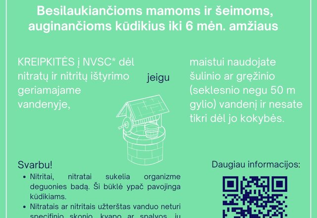 Nėščiosioms ir kūdikius auginančioms šeimoms – nemokami vandens tyrimai