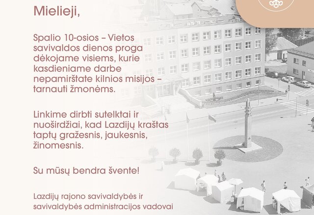 Sveikinimas Vietos savivaldos dienos proga