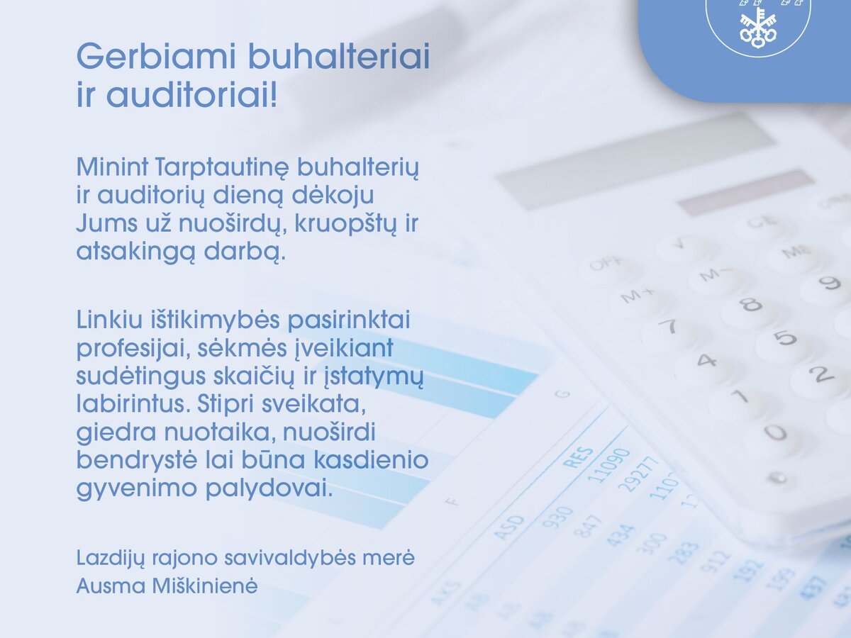 Sveikinimas Tarptautinės buhalterių ir auditorių dienos proga