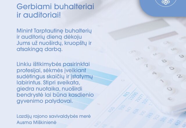 Sveikinimas Tarptautinės buhalterių ir auditorių dienos proga