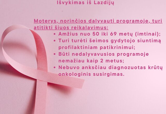 Lazdijų krašto moterims – galimybė pasitikrinti dėl krūties vėžio